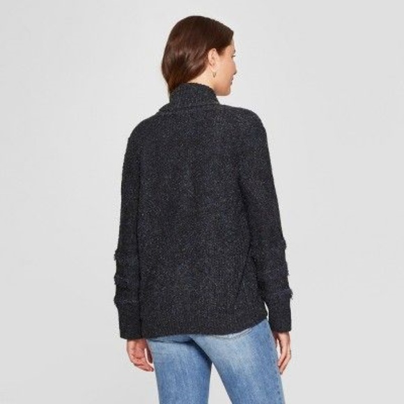 053 NWT KNOX ROSE Blue Sparkle Cardigan Sweater sz M Women's - Picture 2 of 5